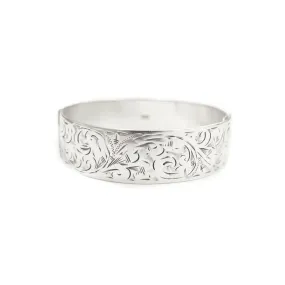 Vintage 1979 Etched Sterling Silver Bangle Bracelet
