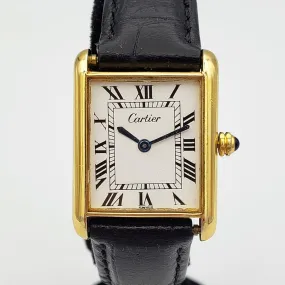 Vintage CARTIER Tank Wristwatch Swiss Caliber ETA 2512 17 Jewels White Dial Watch Great Condition