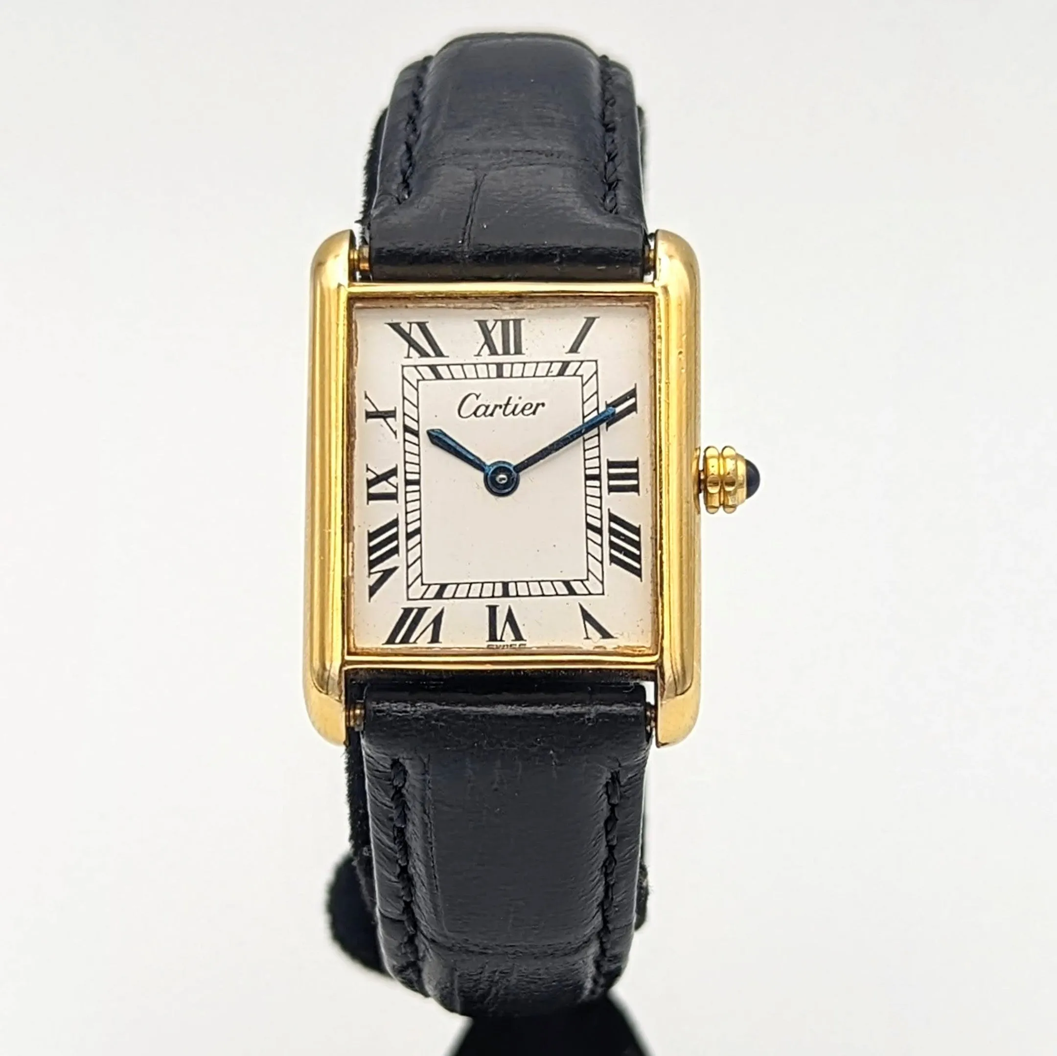 Vintage CARTIER Tank Wristwatch Swiss Caliber ETA 2512 17 Jewels White Dial Watch Great Condition
