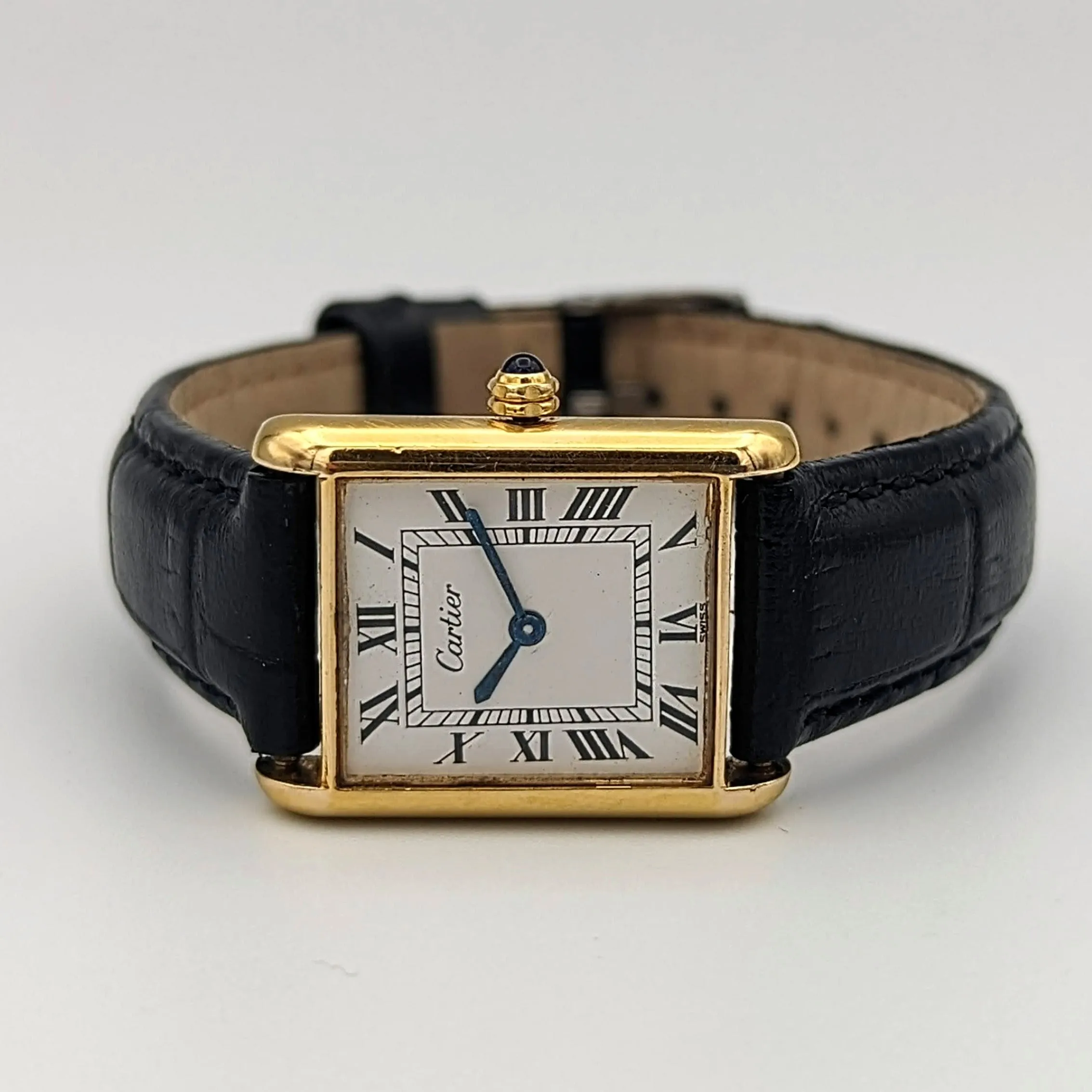 Vintage CARTIER Tank Wristwatch Swiss Caliber ETA 2512 17 Jewels White Dial Watch Great Condition