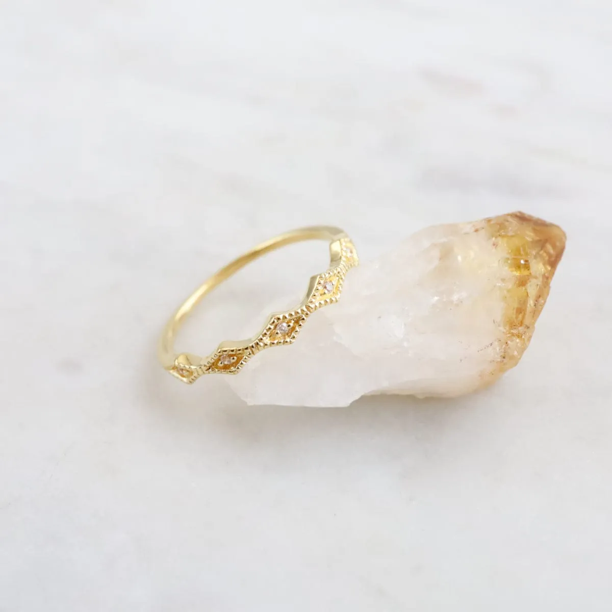 Vintage Tapered Diamond Shapes CZ Stacking Ring
