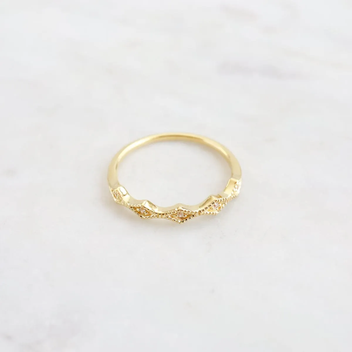 Vintage Tapered Diamond Shapes CZ Stacking Ring