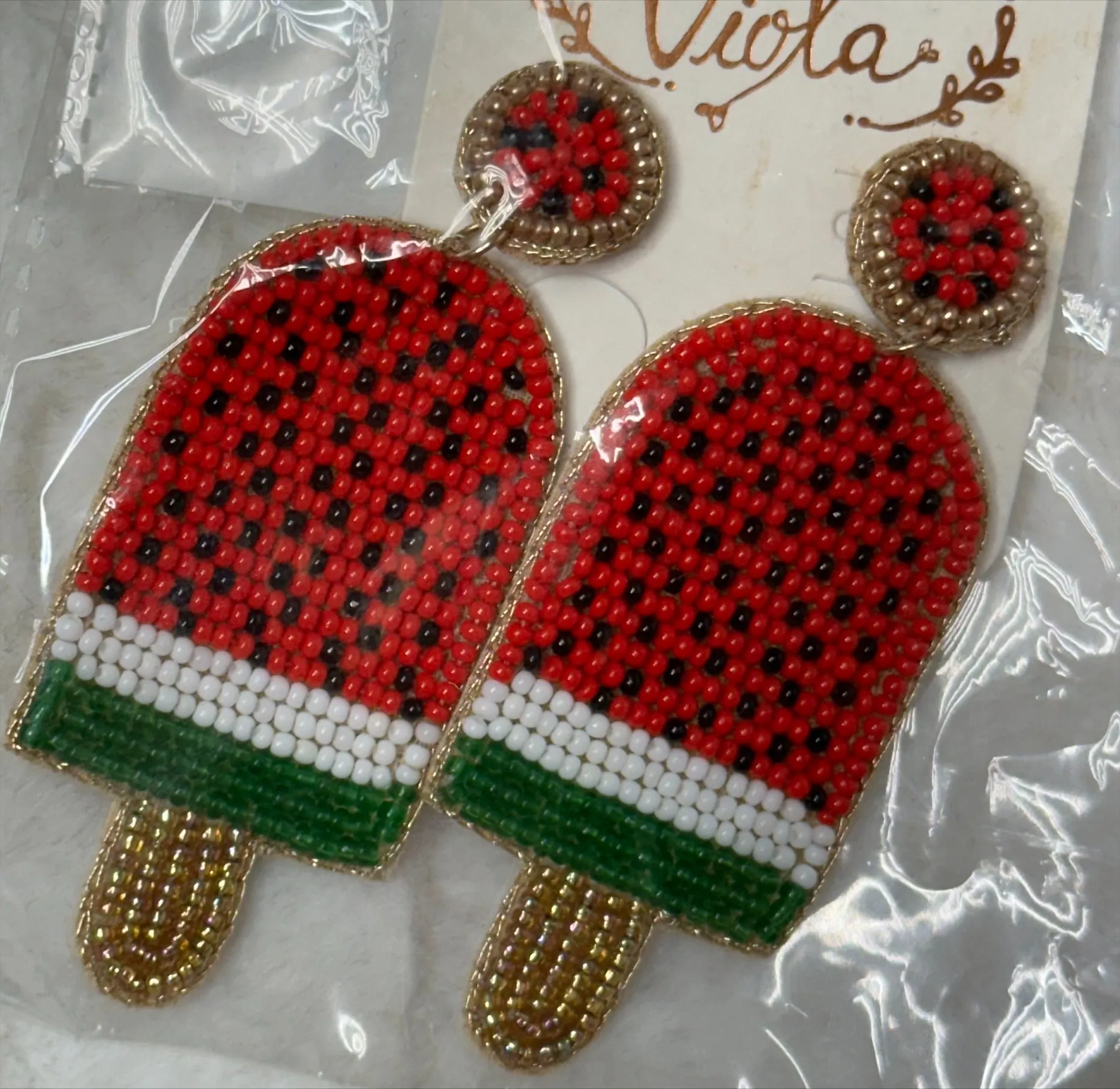 Watermelon Ice Cream Beaded Earring