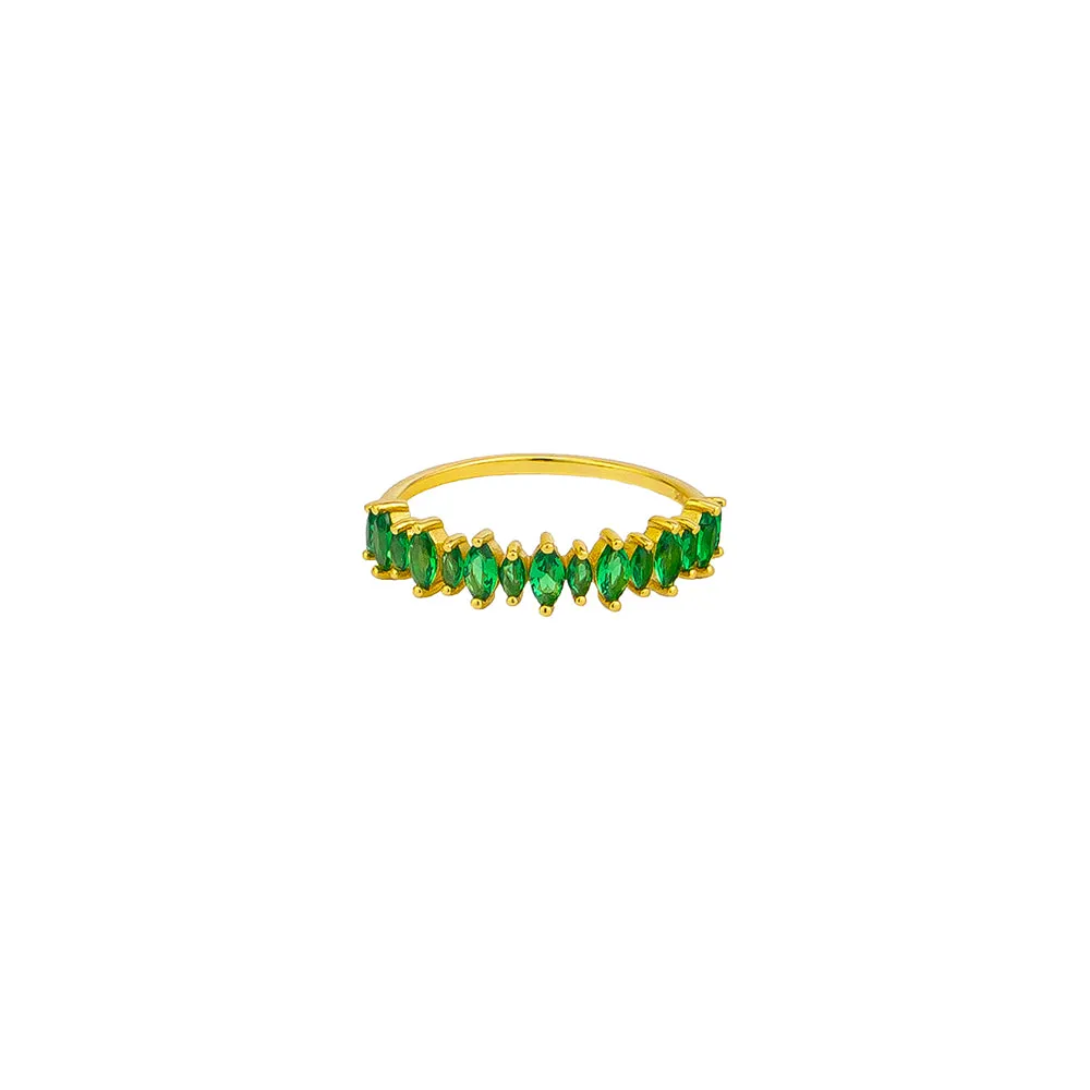 Wendy Crystal Ring Sterling Silver - Gold/Green
