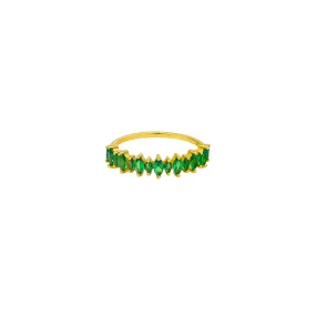 Wendy Crystal Ring Sterling Silver - Gold/Green