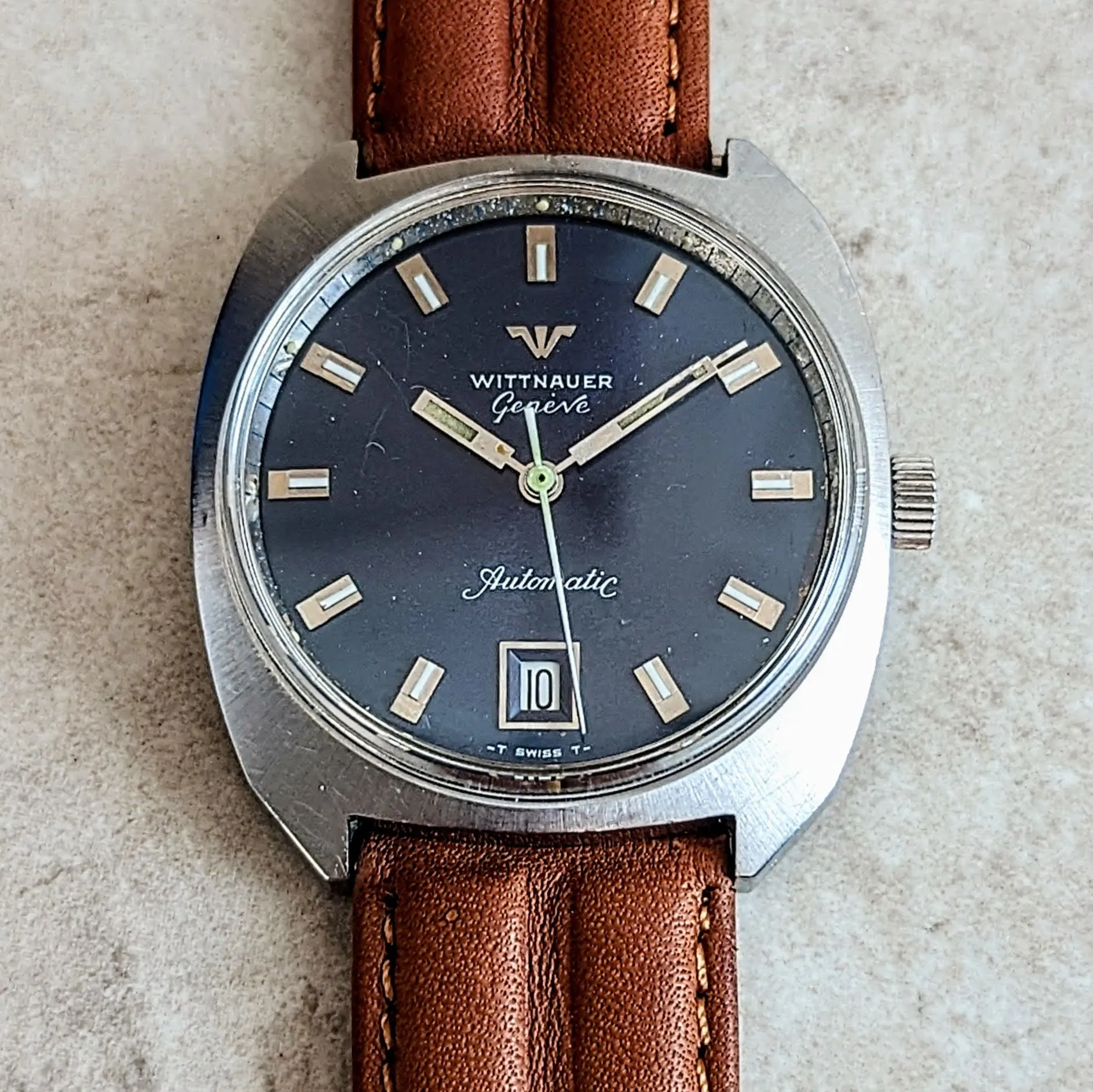 WITTNAUER Geneve Automatic Watch Date Indicator Cal. C11KAS-2 Swiss Wristwatch