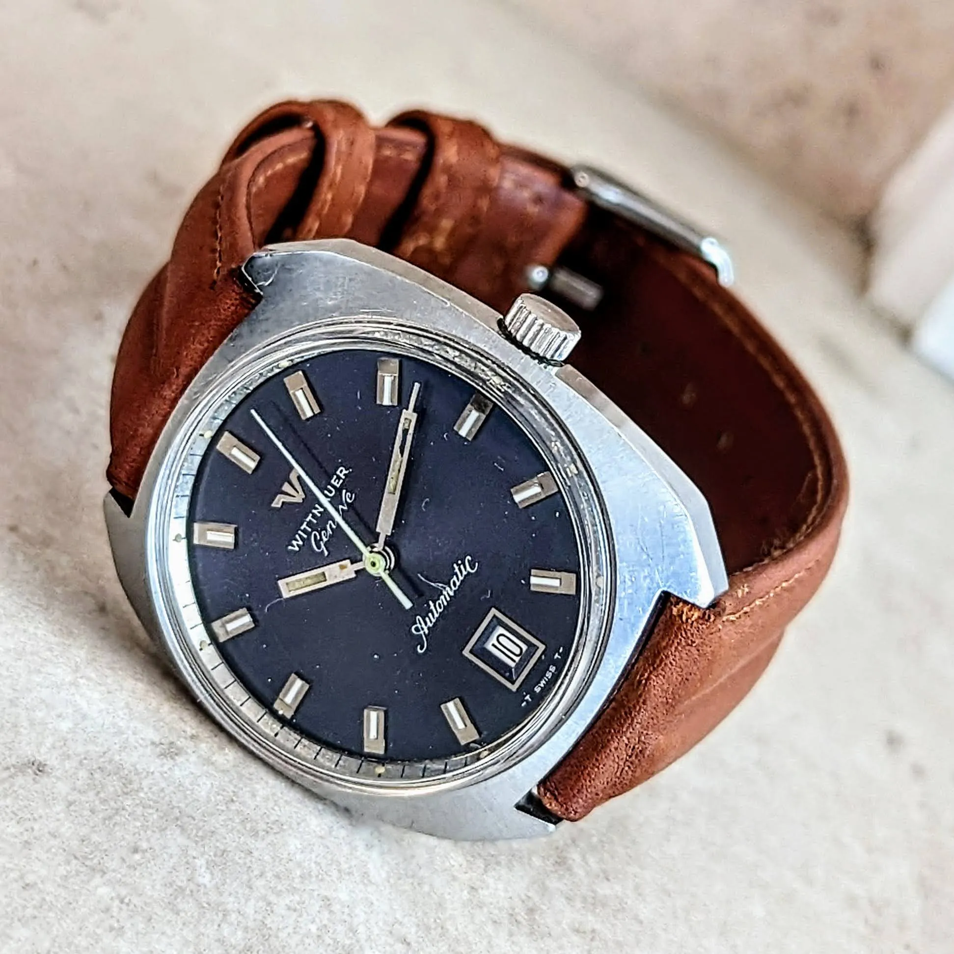 WITTNAUER Geneve Automatic Watch Date Indicator Cal. C11KAS-2 Swiss Wristwatch