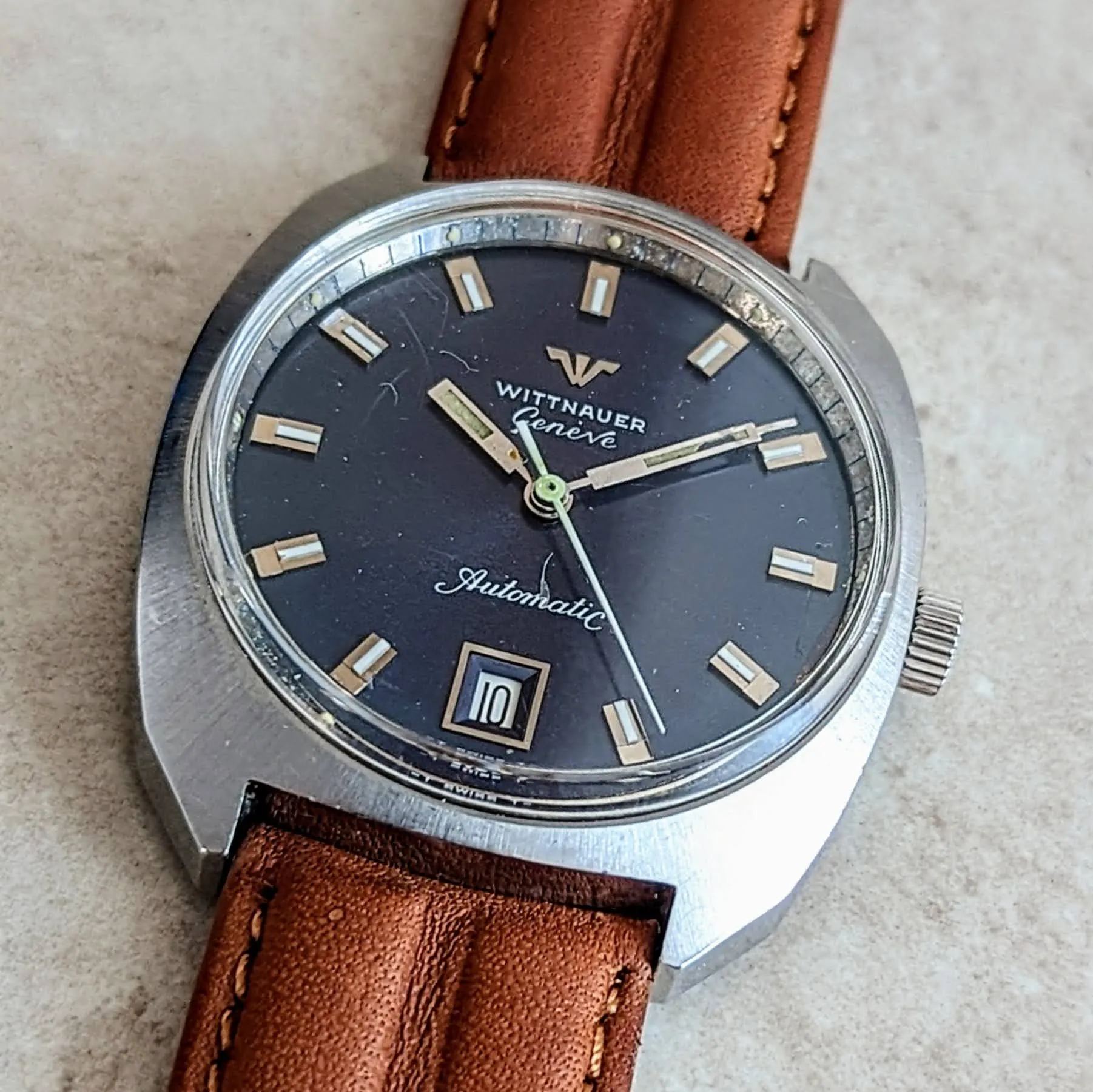 WITTNAUER Geneve Automatic Watch Date Indicator Cal. C11KAS-2 Swiss Wristwatch