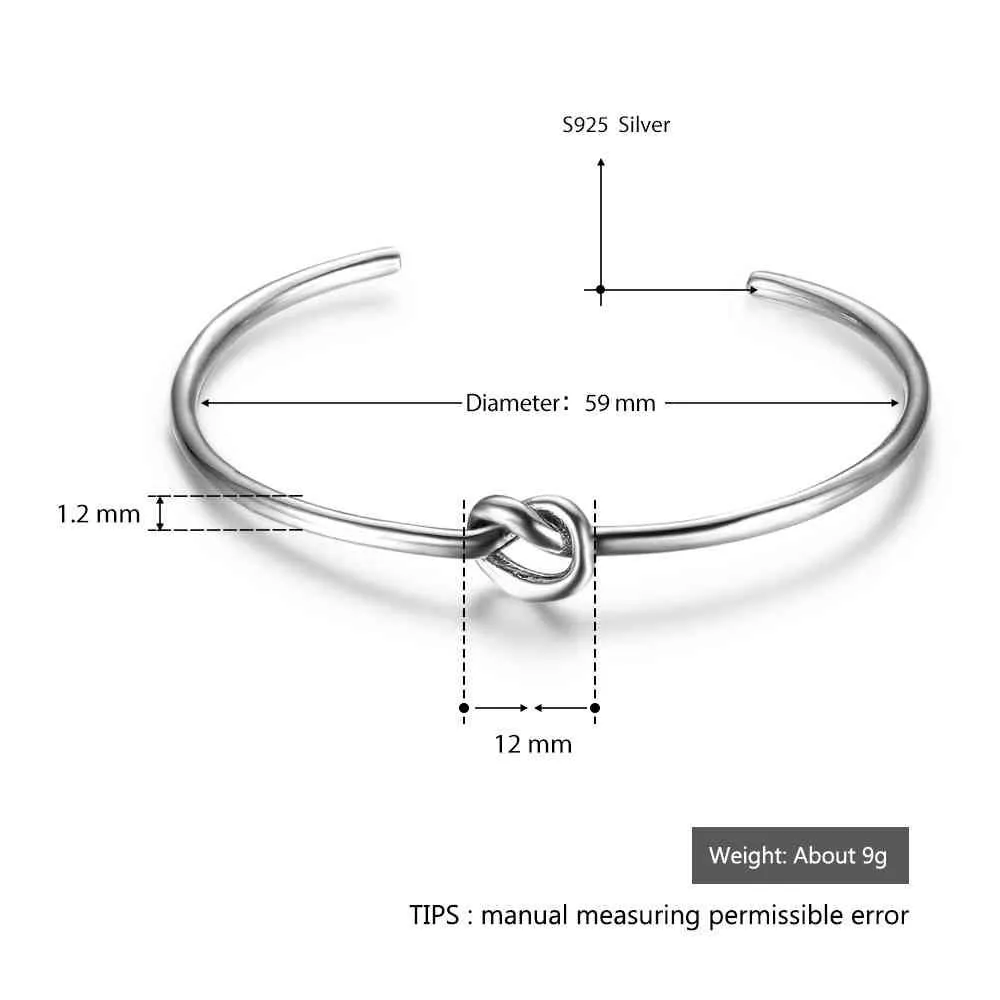 Women 925 Sterling Silver Bracelets Bangles Knot Design