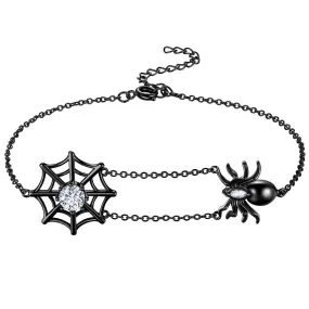 Women Halloween Spider Bracelets Spider Web Tarantula Anklets Cosplay Party Jewelry