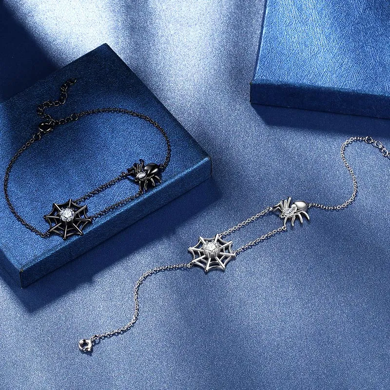 Women Halloween Spider Bracelets Spider Web Tarantula Anklets Cosplay Party Jewelry