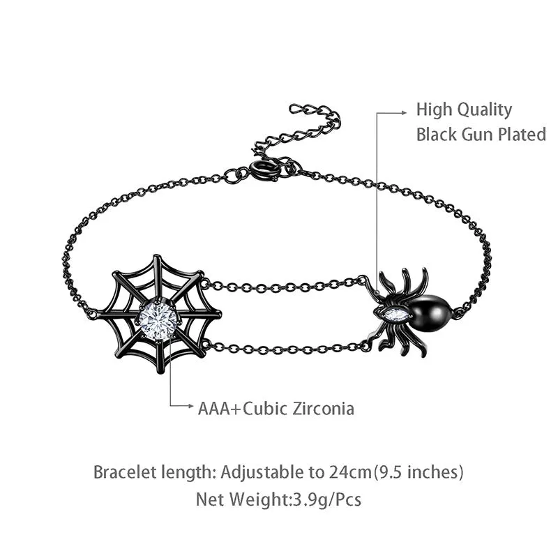 Women Halloween Spider Bracelets Spider Web Tarantula Anklets Cosplay Party Jewelry