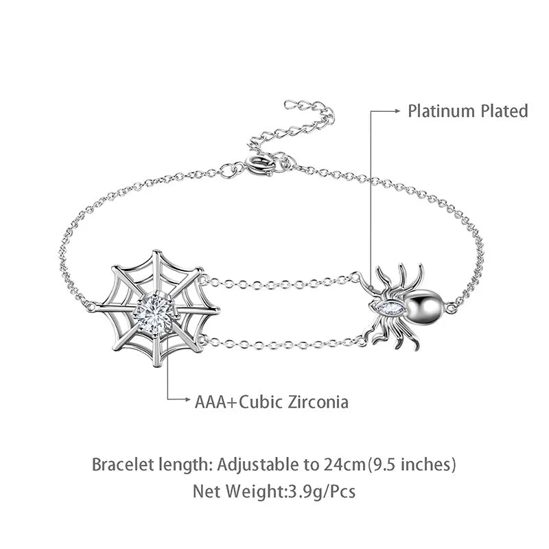 Women Halloween Spider Bracelets Spider Web Tarantula Anklets Cosplay Party Jewelry