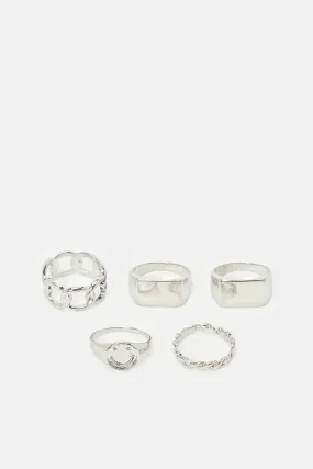 Women Silver Rings (5 Piece)